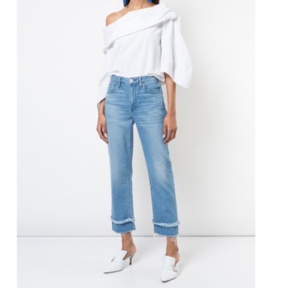 3x1 Cropped Frayed Detail Jeans - Picture 3 of 9